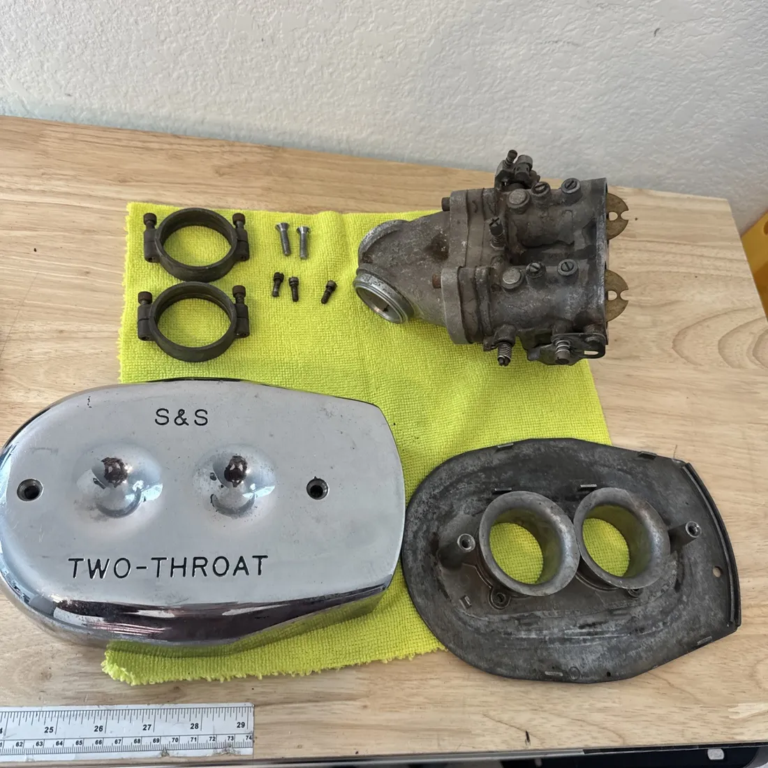S&S 247 Two Throat Carburetor Shovelhead Panhead Chopper Dual Harley Vintage